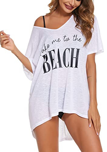 Robe de Plage pour Femmes V-Cou Bikini Mousseline Cache-Maillots Ete Robe de Maillot de Bain Dos Nu Bikini Cover Up Casual Voyage