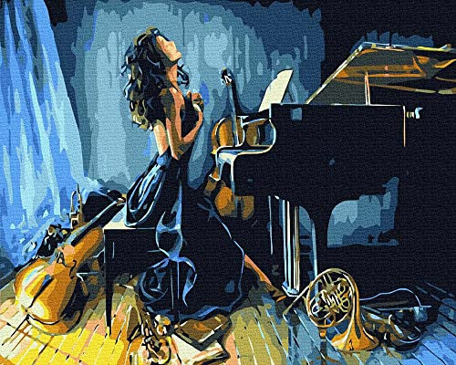 Artnapi Kit de peinture par numéros pour adultes et enfants avec cadre 40 x 50 cm (l'énergie de la musique) – Peinture à l'huile sur toile – Très amusant et relaxant, anti-stress