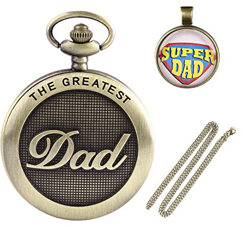 Taschenuhr Weird Town Triangle Devil, Quarz-Taschenuhr für Herren, mit Geschenkbox, Dad-Set-001