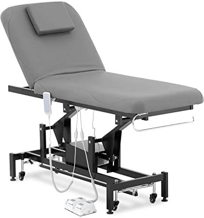 Physa Lyon Gray_PH Massageliege 2 Motoren 200 kg Schwarz/Grau Massagebank Therapieliege Behandlungsliege