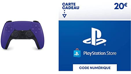 Playstation DualSense Manette, Violet (PS5) + Carte Cadeau PSN Store | 20 EUR | Compte français | Code de téléchargement (PS5/PS4/PS3)