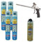 DSTOCK60 - Lot de 4 mousses expansives pistolables 750 ml + 1 Nettoyant Mousse + 1 pistolet - Mousse polyuréthane professionnelle - Isole, colle et rebouche - Extérieur et intérieur