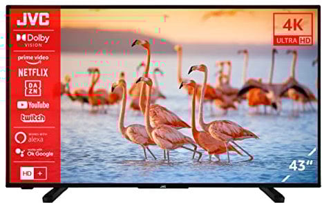 JVC LT-43VU2255 43 Zoll Fernseher/Smart TV (4K Ultra HD, HDR Dolby Vision, Triple-Tuner) - Inkl. 6 Monate HD+, Schwarz