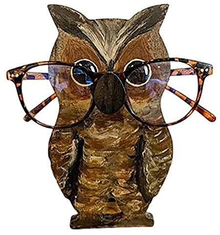 Topchances Niedlicher kreativer Tier-Brillenhalter, 1 Stück Holz-Brillenrahmen in Tierform, für Zuhause, Büro, Schreibtisch, Dekorationszubehör (Eule)