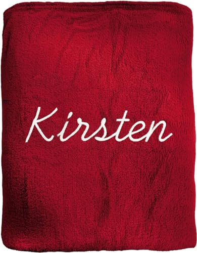 KDO MAGIC Plaid personnalisé avec prénom - Couverture Polaire Personnalisable brodé - 125 x 150cm - Cadeau pour Homme et Femme (Rouge)