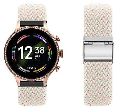 Armband für Fossil Gen 6 42mm/Gen 5E 42mm ArmBand, Nylon Geflochtenes Armbänder mit Fossil Gen 6 42mm/Gen 5E 42mm ArmBand Ersatz Einstellbares Loop Band für Fossil Gen 6 42mm/Gen 5E 42mm (E)