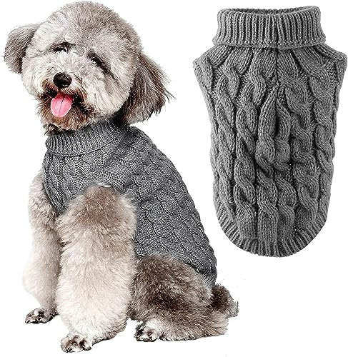 FWLWTWSS Hundepullover, Winter Warmer Hundepullover Kleine Hunde Rollkragen Strickpullover Hunde Pullover Weich Hundekleidung Hundepulli Hund Kleidung für Kleine Mittelgroße Hunde und Katzen 2X-Large