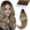 Vivien Tape Extensions Echthaar Ombre Haarverlängerungen Balayage Tape Echthaar Extensions Braun bis Blond Remy Haar 50g 18 Zoll 20 Stücke