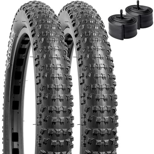 YunSCM 2Pcs Faltbar 20 Zoll Reifen 20x2.60 Mantel 66-406 und 2Pcs 20 Zoll Schlauch AV32mm Ventil kompatibel Mountainbikes, Rennräder, Citybikes 20x2.40 20x2.50 Fahrradreifen und Schlauch