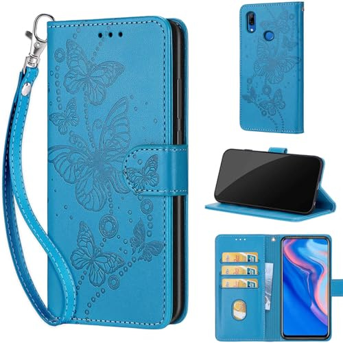 Cover per Huawei P Smart Z, Blu | Antiurto Custodia, Funzione Stand, Chiusura Magnetica, Slot per Schede, Pelle PU Flip Portafoglio
