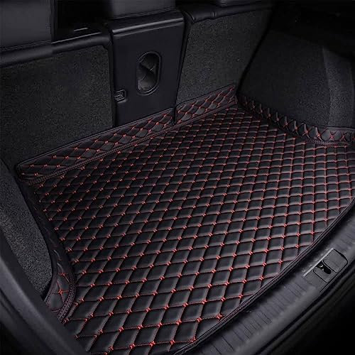 Auto Leder Kofferraummatten füR B-MW X1 F48 2016-2021, Car Hohe Seite Kofferraum Wasserdicht rutschfest Teppich SchüTzen ZubehöR Kofferraumschutz,C/Black~red