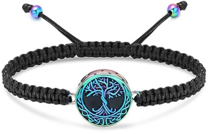 AIWENXI Bracelet funéraire arbre de vie pour cendres pour homme et femme - Réglable - Souvenir commémoratif - Fait à la main - Bracelet en corde tressée - Médaillon à cendres - Cadeau