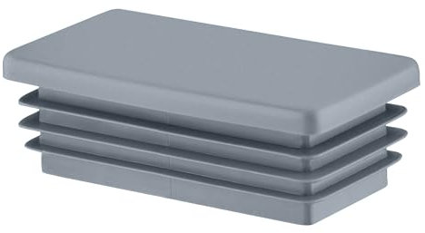 EMFA Lamellenstopfen 50x20 mm Grau – Rechteckstopfen Endkappen aus Kunststoff für Rohre und Profile | Rohrstopfen zur Rohrabdeckung – 1 Stück