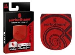 SORBOTHANE Unisex Heel, Boots, Runners, Walkers, Shock Absorbing Shoe Insert, Heel Pads for Football Boots Runners and Walkers, 3-5, Small, Red