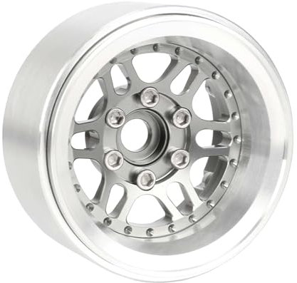 KEEDA 4 Stück Metall 1,9 Zoll Beadlock Räder Felgen Negative Offset -10mm Felge Upgrade Ersatzteile für SCX10 Pro TRX4 VS4-10 Gen8 TRX6 1/10 RC Crawler Auto Truck (Grau)