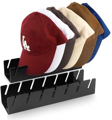 Hat Stand for Baseball Caps Baseball Cap Holder 2 Pack No Install Acrylic Hat Rack Hat Organizer for 14 Baseball Caps Display Multipurpose Hat Display Organizer Stand For Bedroom Closet Dresser