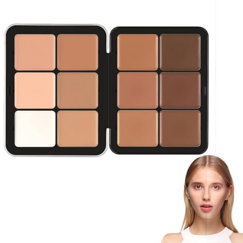 12 Color Blush Cream - Concealer Palette, Matte Blush Contour and Highlight Blush Palette, Waterproof and Long Lasting Blush Cream Makeup Palette (12-E)