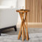 JOLLYMER Runder Beistelltisch, 30 cm, Teakholz, Pflanzenständer aus Teakholz, Akzenttisch für Wohnzimmer, Schlafzimmer, Hof, 69,8 cm hoch