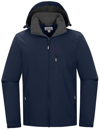 Outdoor Ventures Softshelljacke Herren Wasserdichte Leichte Übergangsjacke | Warme Fleece Gefüttert Jacke Herren, Wanderjacke mit Abnehmbare Kapuze, Winddichte Regenjacke, Funktionsjacke mit 6 Taschen