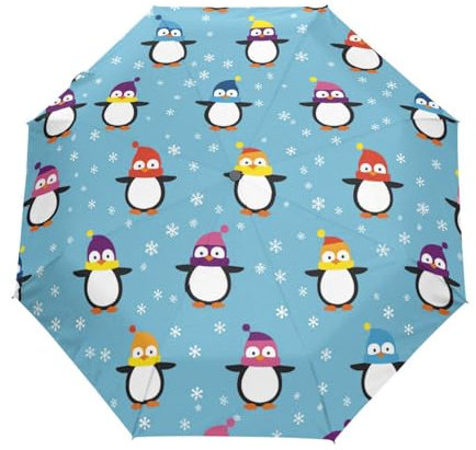 Süße Lustige Baby Pinguine Regenschirm Taschenschirm Kinder Jungen Mädchen UV-Schutz Auf-Zu Automatik Umbrella Verstärkt Winddichte Zusammenklappbar
