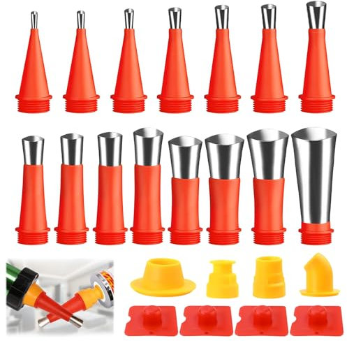 27 Stück Universal Integrierte Gummidüse Werkzeug Kit, Edelstahl Dichtungsdüse Werkzeug, Einteiliger Edelstahldüsen, Verschiedene Größen Kartuschenspitzen Transparent Silikontüllen