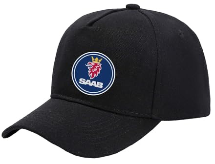 GTKRMXOB Snapback Mütze Für Herren Und Damen Golfmütze Für SAAB Bequemes Loch Für Pferdeschwanz Trucker-Mütze Verstellbare Atmungsaktive Kopfbedeckung-Black||One Size