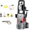 FfiMe Idropulitrice ad Alta Pressione da 1600 W, Pressione Massima 200 Bar, idropulitrice elettrica con Protezione dal surriscaldamento, Doppio Scopo autoadescante, Kit di Pulizia Portatile per