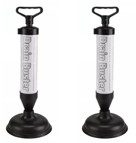 True Face 2 Pack Drain Unblocker Buster Plunger with 4 Cups Drainage Toilet Sink Powerful Clog Remover Rubber Sucker Air Pump Clear Blockages for Bathroom Kitchen Home