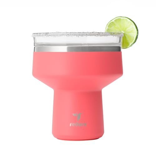 REDUCE Saltini 16oz Margarita Tumbler - Insulated Cocktail Glass with Lid | 360 sippable martini glass alternative, keeps drinks cold for 10 hours, Daiquiri, saltable splash-proof lid, cocktail tumbler