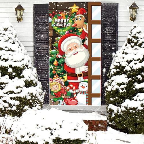 Wjelet 185x90 cm Weihnachten Tür Abdeckung Dekoration Weihnachtsmann Tür Decke Weihnachten Tür Hängen Banner Weihnachtsmann Hintergrund Banner für Feiertag Weihnachten Deko
