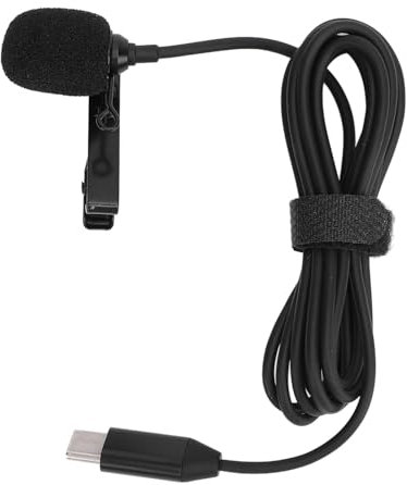 Denash Micrófono Lavalier Cámaras de Acción Ace Pro, Micrófono de Solapa con Clip para Vlogs, Cursos en Línea con Captación Omnidireccional, Esponja Resistente Al Viento, Cable de 1,5