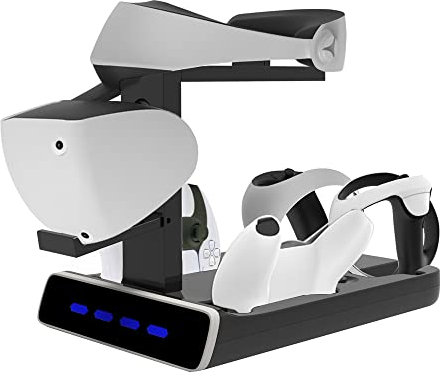 Grip Cargador para PS VR2, Estación De Carga Soporte De Almacenamiento, Soporte para Auriculares Move Showcase,VR Mango De Carga Soporte De Acoplamiento