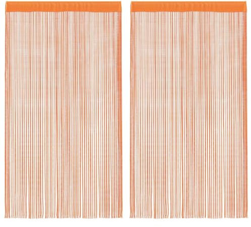 vidaXL Fadenvorhänge 2 STK. Orange 100x250 cm, Fadengardine, Fransenvorhang, Gardine, Türvorhang, Vorhang, Vorhang mit Stangentasche, Raumteiler