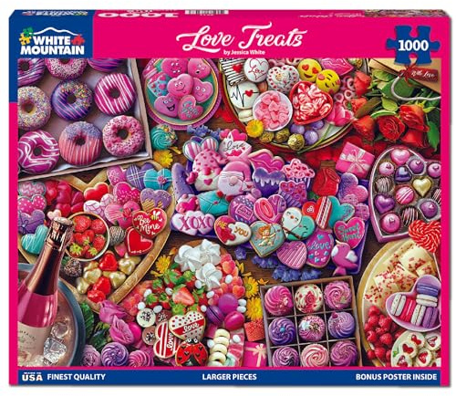 White Mountain Love Treats Puzzle 1000 Piece Valentines Day Jigsaw Puzzles for Adults