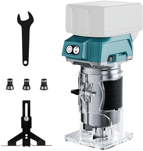 Nananuu 800W Cordless Wood Router for Makita 18V Battery (Without Battery), 30,000 RPM Brushless Palm Router, 5 Speeds Trim Router Tool for Woodworking