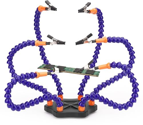 Helping Hands Soldering Tool with 6 Flexible Arms&Steel Weighted Base,Non-Slip PCB Holder for Electronics Repair, Jewelry Crafting, Model Building (K10013-D)