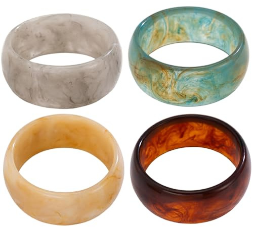 Pastoralist Armreifarmbänder für Frauen, 4pcs Acrylharz -Armreifen Geometrische Manschette Weites Armband Armband Mode Dicke Acetat Statement Schmuck Set