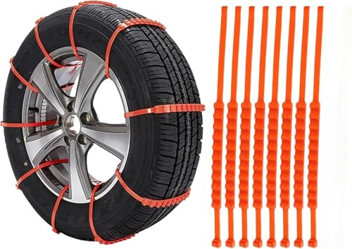 Schneeketten für Auto, Nylon-Schneeketten, Schneereifenriemen, Winterreifen-Kette, Winterreifen-Kette, für SUV, LKW-Reifen, Notfalltraktion (8 Stück)