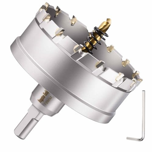 DTGN 3-1/16 Tungsten Carbide Hole Saw kit - 78mm Hole Cutter for Metal, Copper, Aluminum, Plastic, Wood - Silver