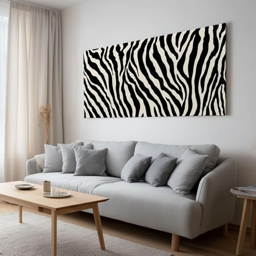 Leinwand Bilder Bild auf Leinwand Minimalistisch Welle Zebra Muster Poster Hochwertige Wandbilder für Wohnzimmer Schlafzimmer Heimbüro Restaurant Wanddekoration 120x60cm