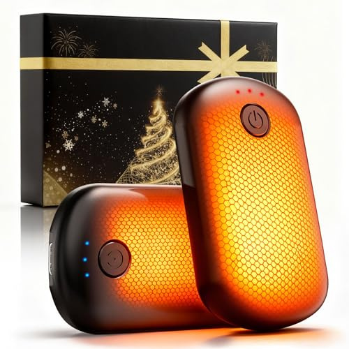 Pocket Size Hand Warmers Rechargeable 2 Pack, 6000mAh Electric Hand Warmers for 20H Safe Heat, 3 Settings Fast Heating Handwarmers Up to 131℉ for Christmas, Outdoor, Golf, Hunting, Camping Accessories