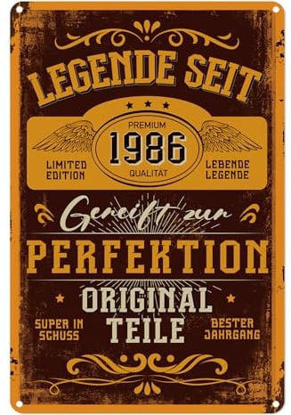 Tarklanda Blechschild Schild 40 Geburtstag, Retro Metallschild Legende SEIT 1986, Lustiges 40. Vatertagsgeschenk Geburtstagsgeschenk für Mann Freund Ehemann Kollege Papa Bruder, 20x30cm