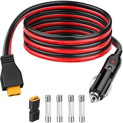 HAAMNING7 Zigarettenanzünder auf XT60 Kabel 14AWG XT60-Anschluss-Verlängerungskabel auf Autoladekabel für Solarpanel, Wohnmobil, tragbares Kraftwerk, Buchse, Batterieladegerät (4,9 Fuß)