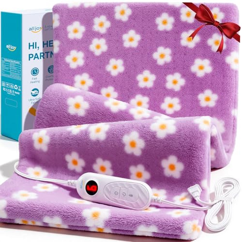 ALLJOY King Size Heating Pad for Back Pain Relief, 33”x 17” Extra Large Heating Pad for Period Cramps-Purple