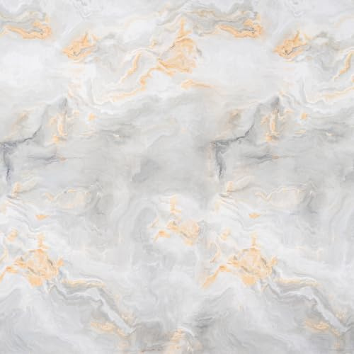 Fiula Luxury Marble Peel and Stick Wallpaper, Silver & Gold Metallic Swirl Self Adhesive Contact Paper, Removable Vinyl Wallpaper for Feature Wall, Bedroom, Living Room & Furniture, 44cm x 300cm