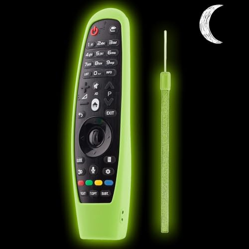 LG Remote Cover, Silicone Protective Case for Smart TV Remote Controller MR650A/MR20GA/MR19BA/MR18BA/MR650/MR600 with Anti-Lost Loop-Glowing Green