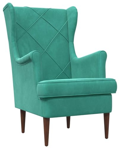 vidaXL Sessel Türkis Samt, Moderner Sessel, aus Velours, bequemer Sitz für Schlafzimmer, robust, Metallgestell, praktische Möbel für drinnen
