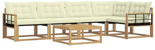 vidaXL Outdoor-Sofagarnitur 6 pcs Weiß und Creme 79 x 79 x 37 cm, Garten-Sofa, modernes Outdoor-Sofa, langlebige Terrasse, Chill-Lounge, stilvolle Komfort-Einheit zum Entspannen