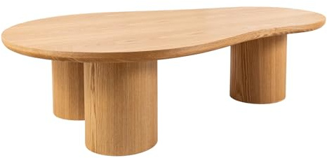 Couchtisch ORGANIKO 130cm - natur - Eichenholz - 40 kg Belastbarkeit robust | Als Beistelltisch nutzbar, hochwertig, langlebig, Bodenschoner, Stauraum, Ablagefläche
