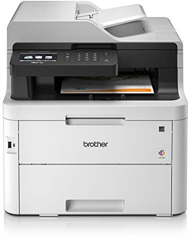 Brother MFCL3750CDW Stampante Multifunzione a Colori LED,FAX,24 ppm, Stampa Fronte/Retro Automatica, Rete Cablata, Wi-Fi, USB 2.0 Hi-Speed, USB Host, ADF 50 Fogli, Touchscreen, Inbox Toner 1000 Pagine